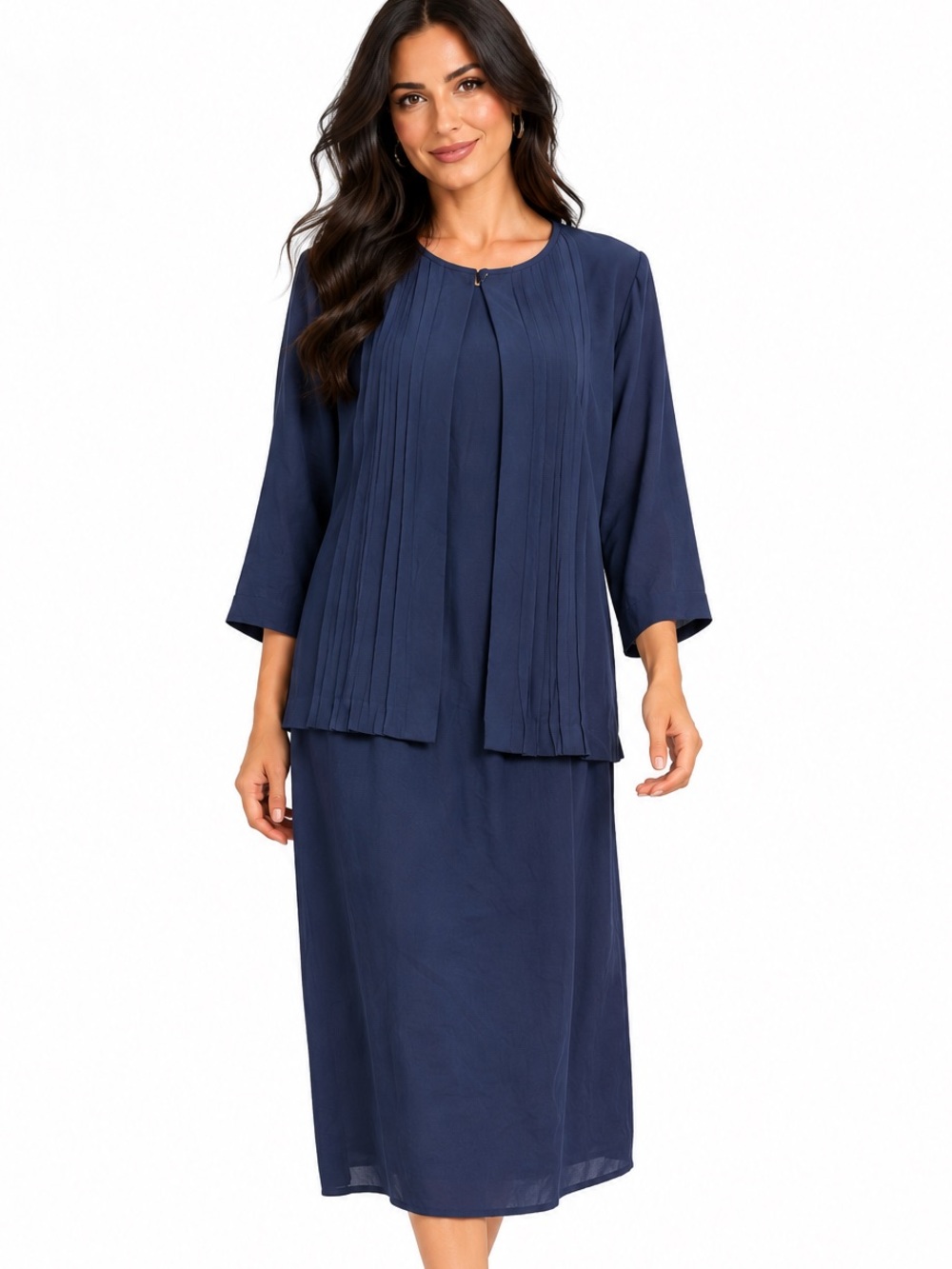 Cynthia Howie Classic Navy Skirt Set - Elegant Two-Piece 18W